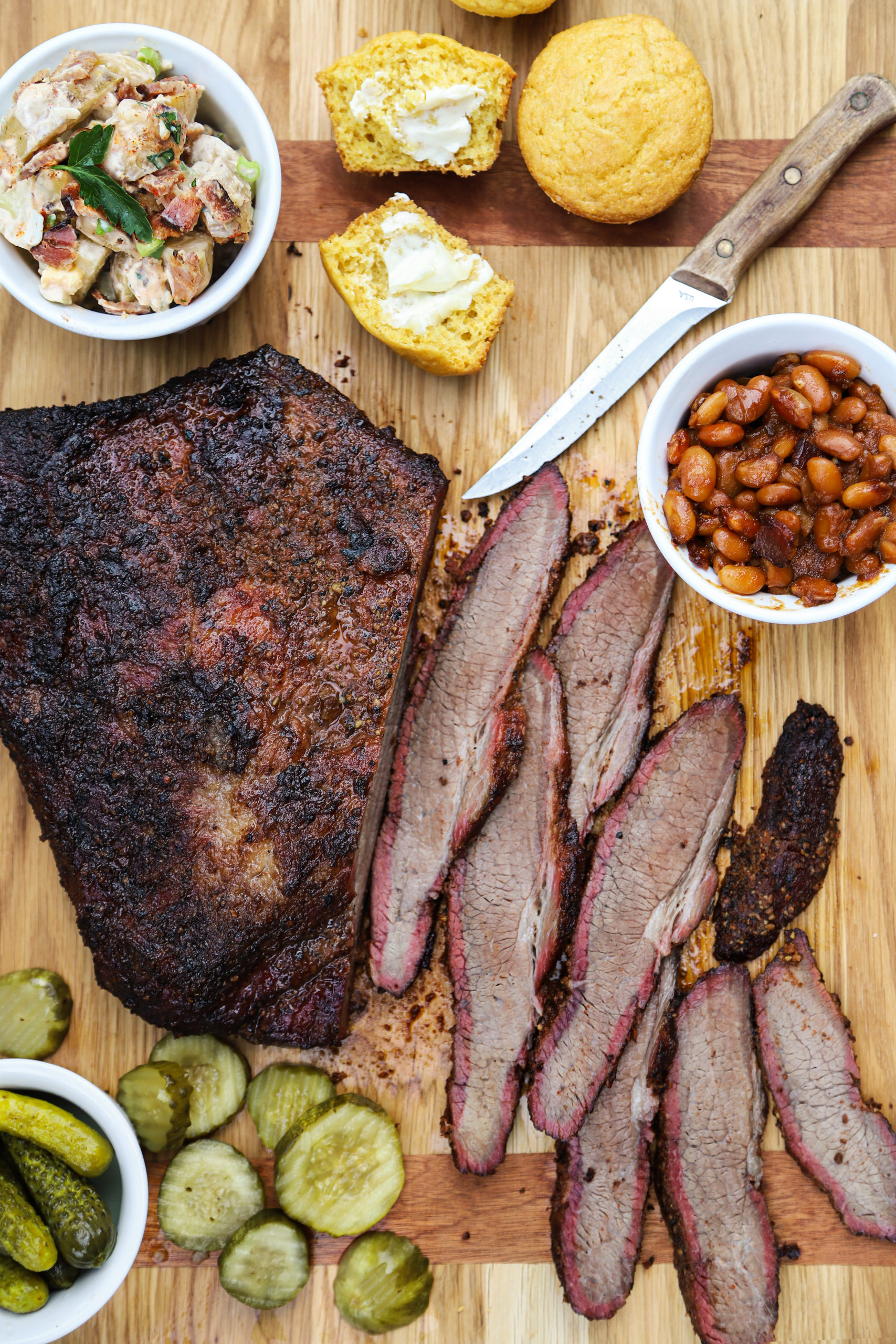 Smoked Brisket with Bacon & Egg Potato Salad - Tiffani Thiessen